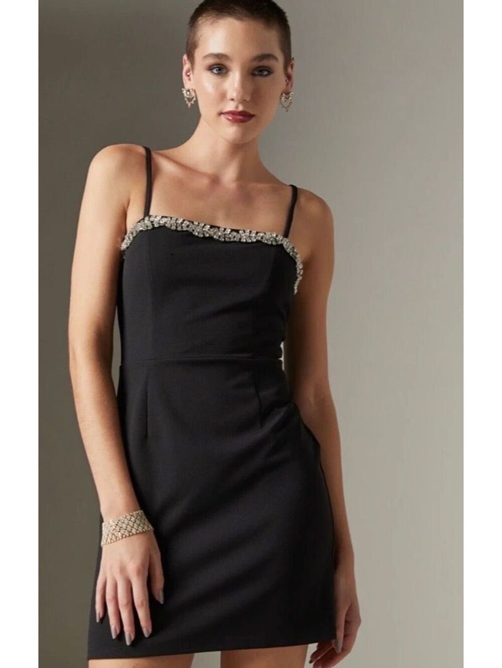 Francesca's Audrey Parks Rhinestone Embellished Mini Dress Size M